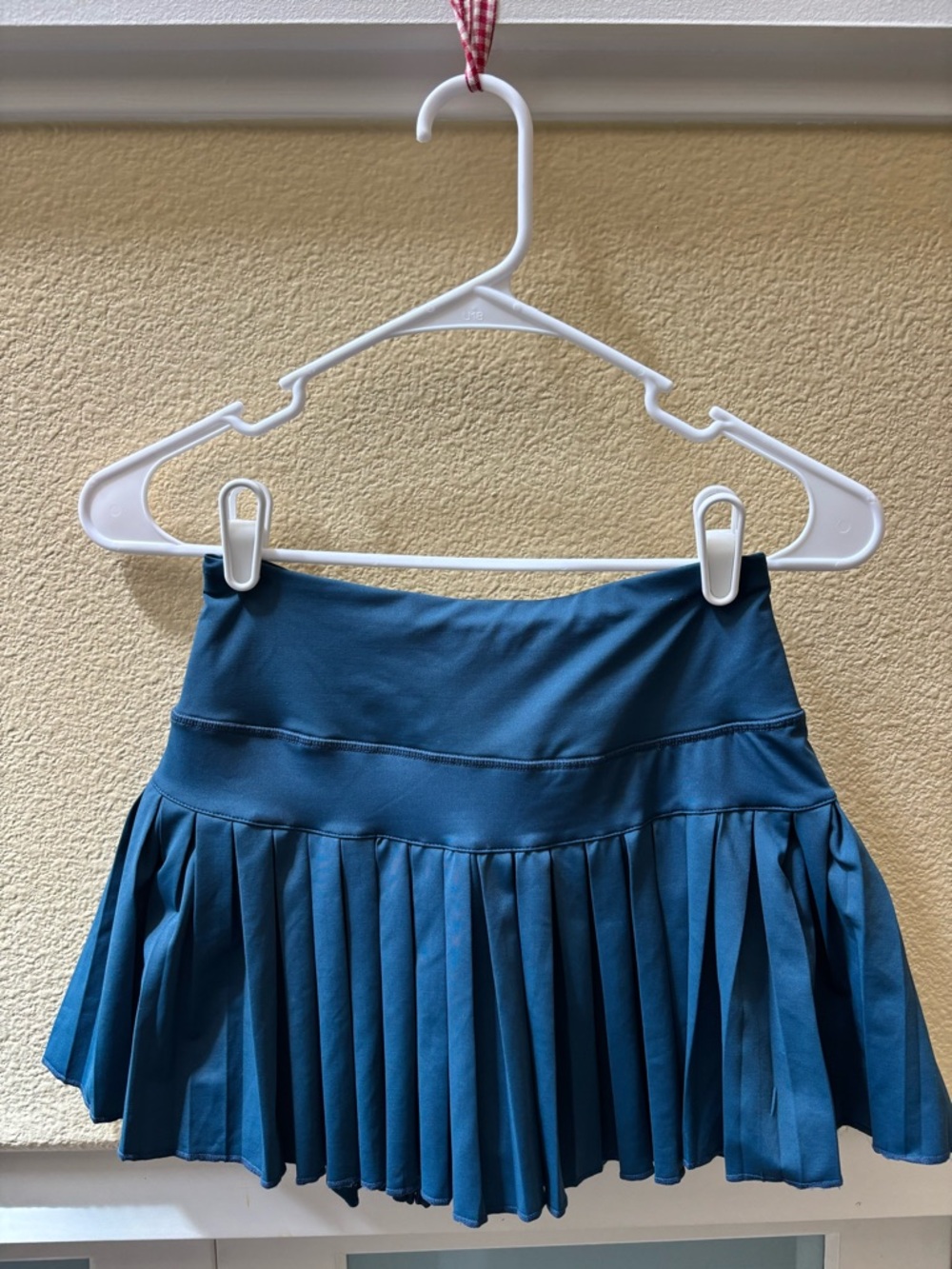 Pleated Mini Skirt in Teal with Wide Waistband